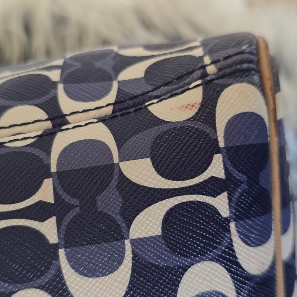 Coach Peyton Dream C Tote Blue White Signature Canvas Leather Trim Shoulder Bag - Picture 12 of 17